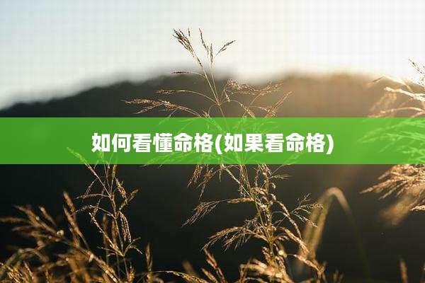 如何看懂命格(如果看命格)