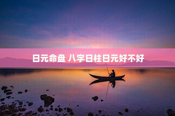 日元命盘 八字日柱日元好不好