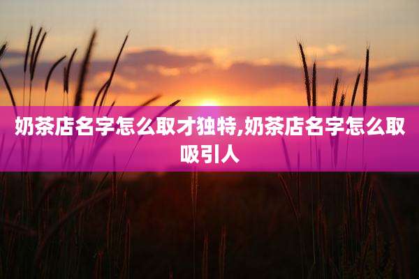 奶茶店名字怎么取才独特,奶茶店名字怎么取吸引人