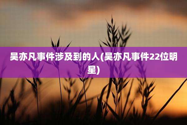 吴亦凡事件涉及到的人(吴亦凡事件22位明星)