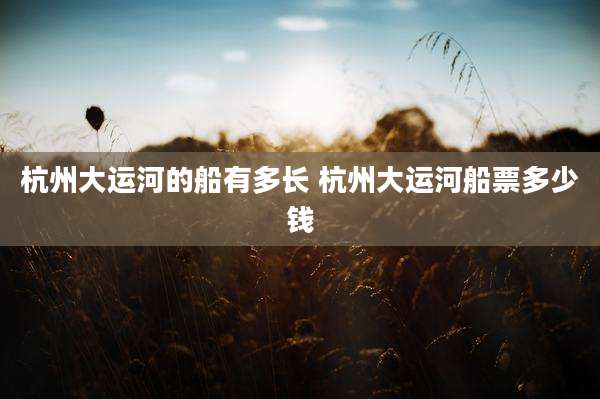 杭州大运河的船有多长 杭州大运河船票多少钱