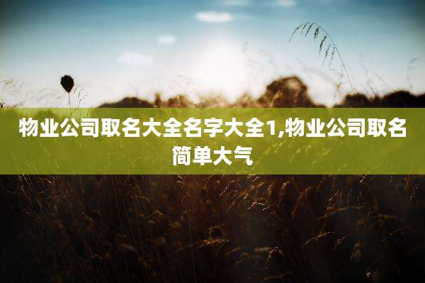 物业公司取名大全名字大全1,物业公司取名简单大气