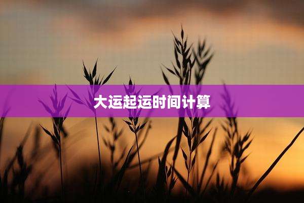大运起运时间计算