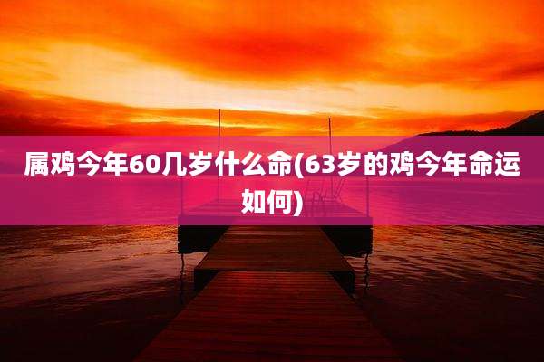 属鸡今年60几岁什么命(63岁的鸡今年命运如何)