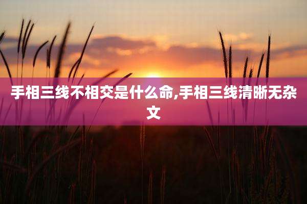 手相三线不相交是什么命,手相三线清晰无杂文