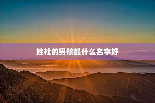 姓杜的男孩起什么名字好