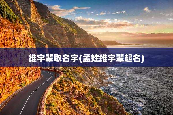 维字辈取名字(孟姓维字辈起名)