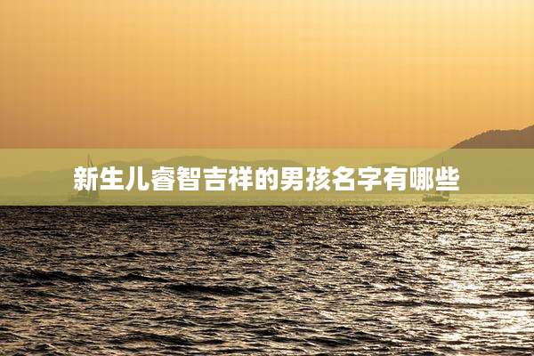 新生儿睿智吉祥的男孩名字有哪些