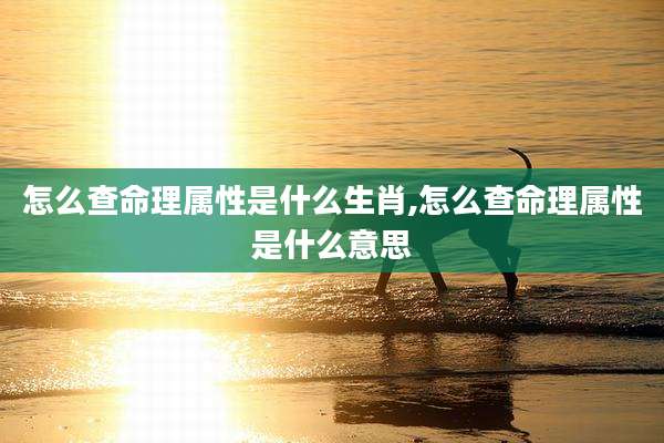 怎么查命理属性是什么生肖,怎么查命理属性是什么意思
