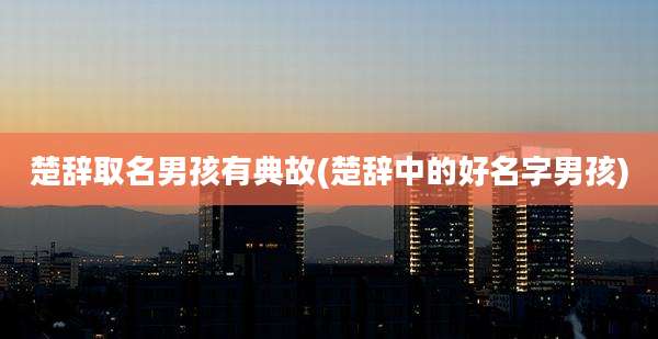 楚辞取名男孩有典故(楚辞中的好名字男孩)