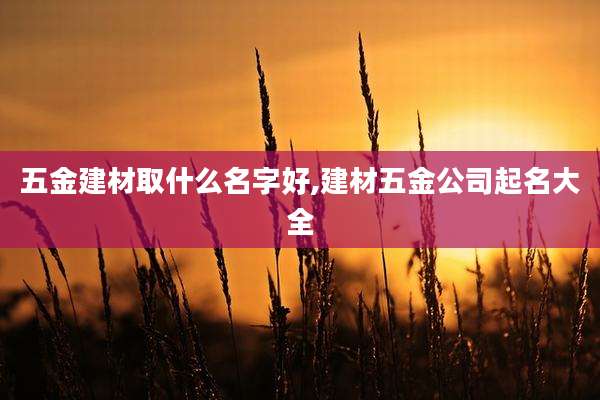 五金建材取什么名字好,建材五金公司起名大全