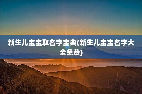 新生儿宝宝取名字宝典(新生儿宝宝名字大全免费)
