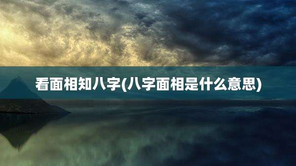 看面相知八字(八字面相是什么意思)