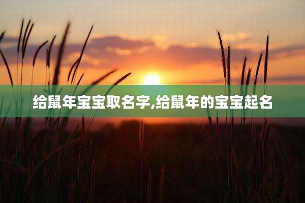 给鼠年宝宝取名字,给鼠年的宝宝起名