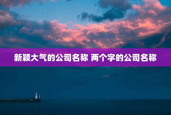 新颖大气的公司名称 两个字的公司名称