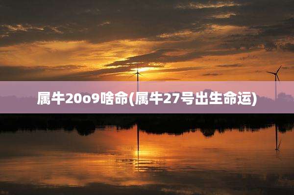 属牛20o9啥命(属牛27号出生命运)