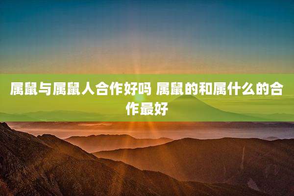 属鼠与属鼠人合作好吗 属鼠的和属什么的合作最好
