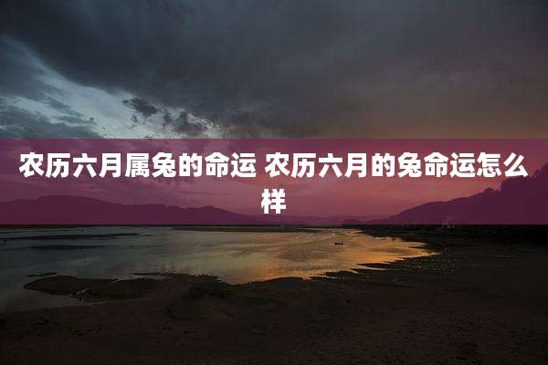 农历六月属兔的命运 农历六月的兔命运怎么样