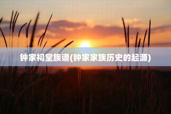 钟家祠堂族谱(钟家家族历史的起源)