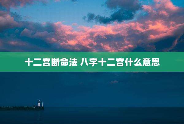 十二宫断命法 八字十二宫什么意思