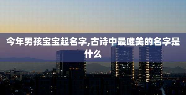 今年男孩宝宝起名字,古诗中最唯美的名字是什么