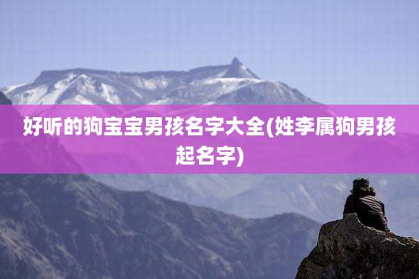 好听的狗宝宝男孩名字大全(姓李属狗男孩起名字)