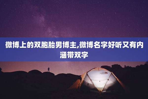 微博上的双胞胎男博主,微博名字好听又有内涵带双字