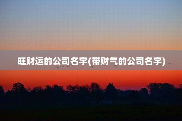 旺财运的公司名字(带财气的公司名字)