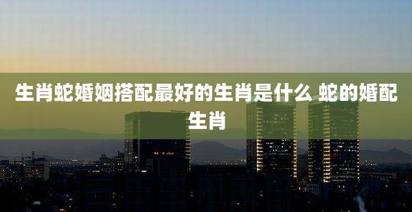 生肖蛇婚姻搭配最好的生肖是什么 蛇的婚配生肖