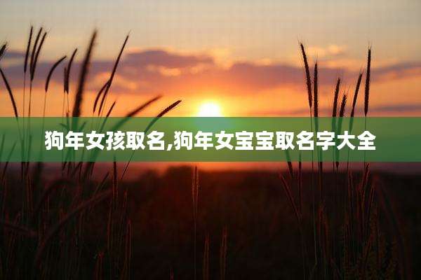 狗年女孩取名,狗年女宝宝取名字大全