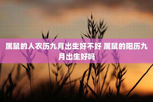 属鼠的人农历九月出生好不好 属鼠的阳历九月出生好吗