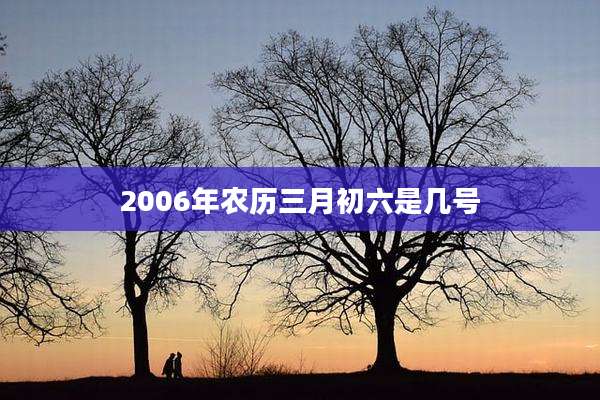 2006年农历三月初六是几号