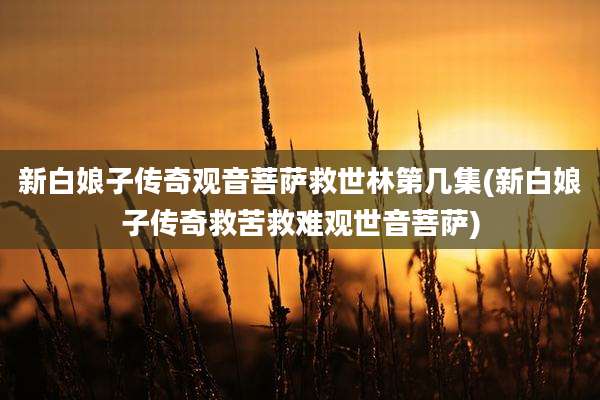 新白娘子传奇观音菩萨救世林第几集(新白娘子传奇救苦救难观世音菩萨)