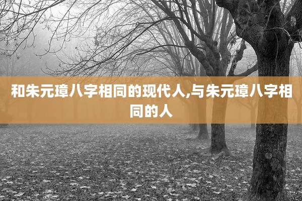 和朱元璋八字相同的现代人,与朱元璋八字相同的人