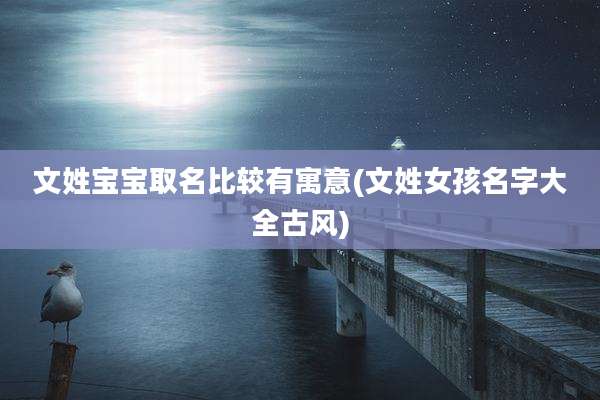文姓宝宝取名比较有寓意(文姓女孩名字大全古风)