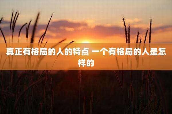 真正有格局的人的特点 一个有格局的人是怎样的