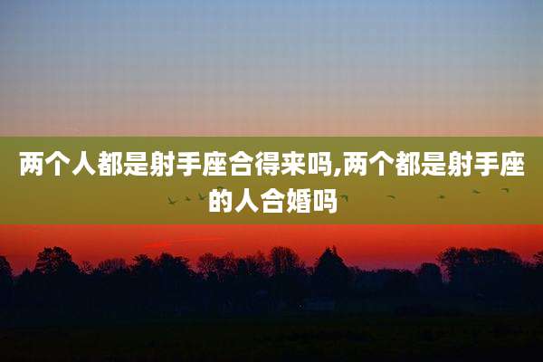 两个人都是射手座合得来吗,两个都是射手座的人合婚吗