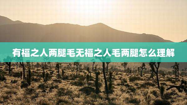 有福之人两腿毛无福之人毛两腿怎么理解