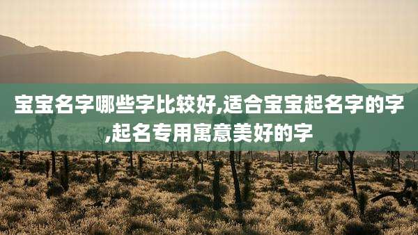 宝宝名字哪些字比较好,适合宝宝起名字的字,起名专用寓意美好的字
