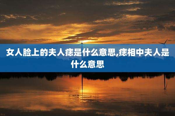 女人脸上的夫人痣是什么意思,痣相中夫人是什么意思