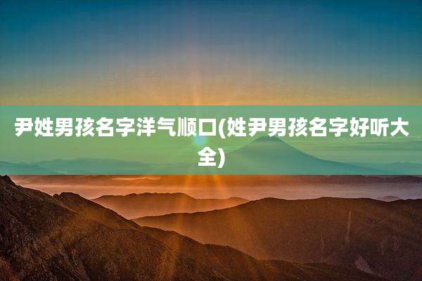 尹姓男孩名字洋气顺口(姓尹男孩名字好听大全)