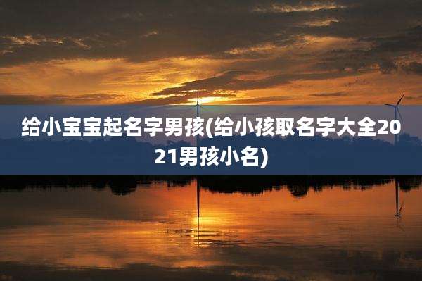 给小宝宝起名字男孩(给小孩取名字大全2021男孩小名)