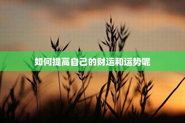 如何提高自己的财运和运势呢