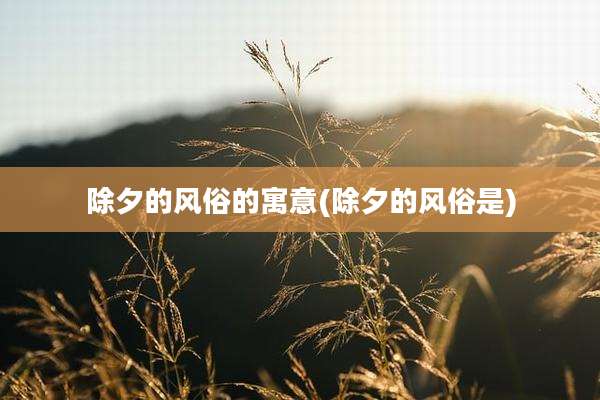 除夕的风俗的寓意(除夕的风俗是)