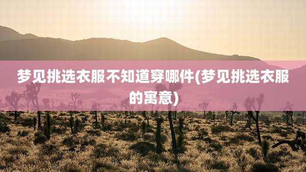 梦见挑选衣服不知道穿哪件(梦见挑选衣服的寓意)