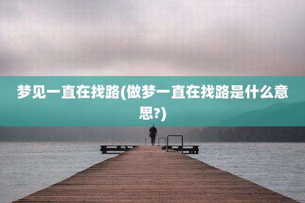 梦见一直在找路(做梦一直在找路是什么意思?)