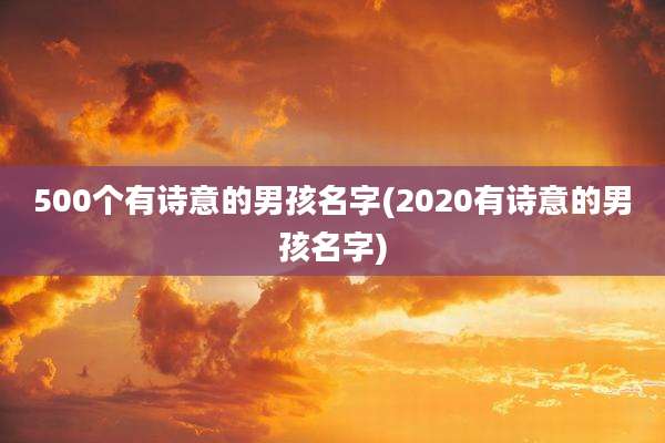 500个有诗意的男孩名字(2020有诗意的男孩名字)