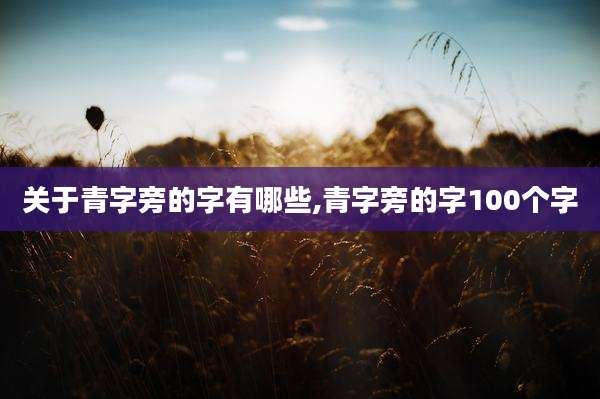关于青字旁的字有哪些,青字旁的字100个字