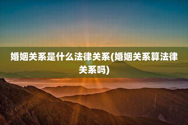 婚姻关系是什么法律关系(婚姻关系算法律关系吗)