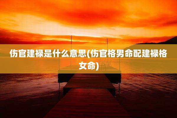 伤官建禄是什么意思(伤官格男命配建禄格女命)